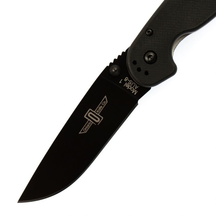 Нож складной Ontario RAT-1, сталь Aus-8. Клинок - Black, Рукоять - Black GRN, 8846 BP