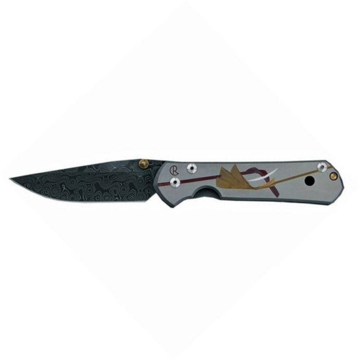 Нож складной Chris Reeve Large Sebenza 21 Unique Graphics D. Thomas Stainless Raindrop Damascus, сталь дамаск с рисунком "капля дождя", рукоять титан