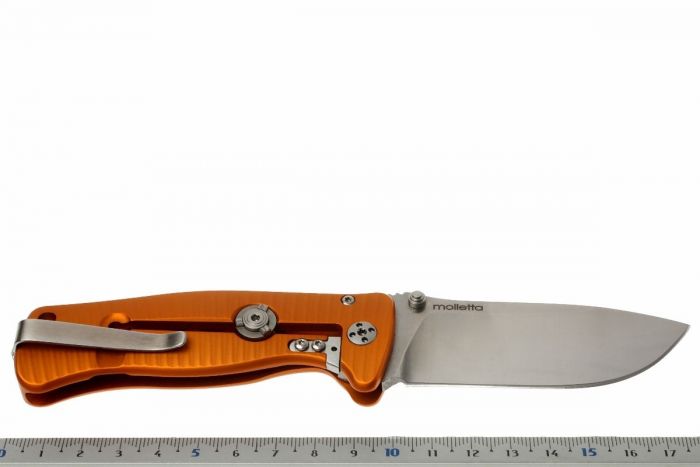 Нож складной LionSteel SR2A OS Mini, сталь Uddeholm Sleipner® Satin Finish, рукоять алюминий (Solid®), оранжевый