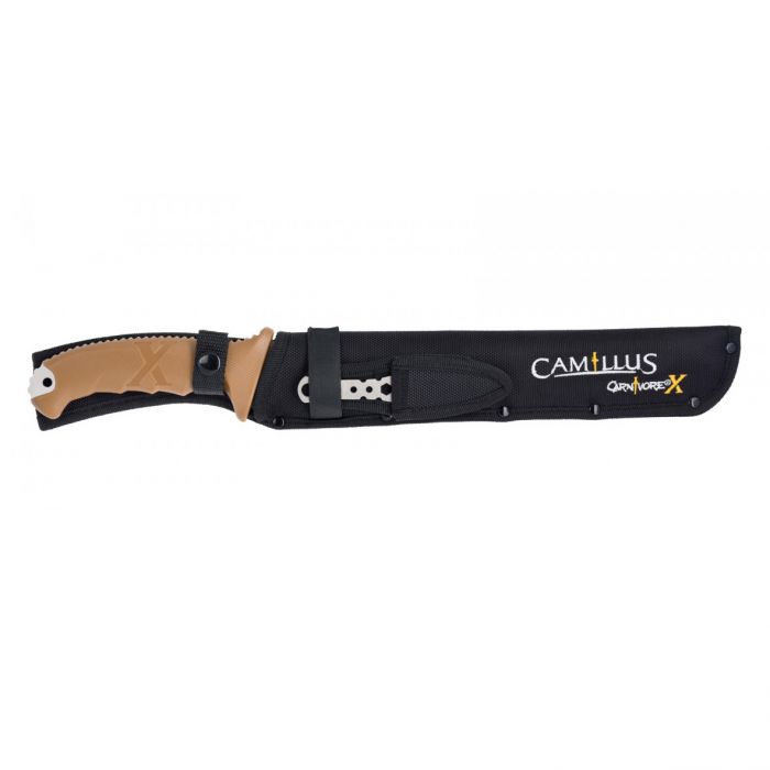 Мачете Camillus Carnivore X, сталь 420, рукоять термопластик GRN, коричневый