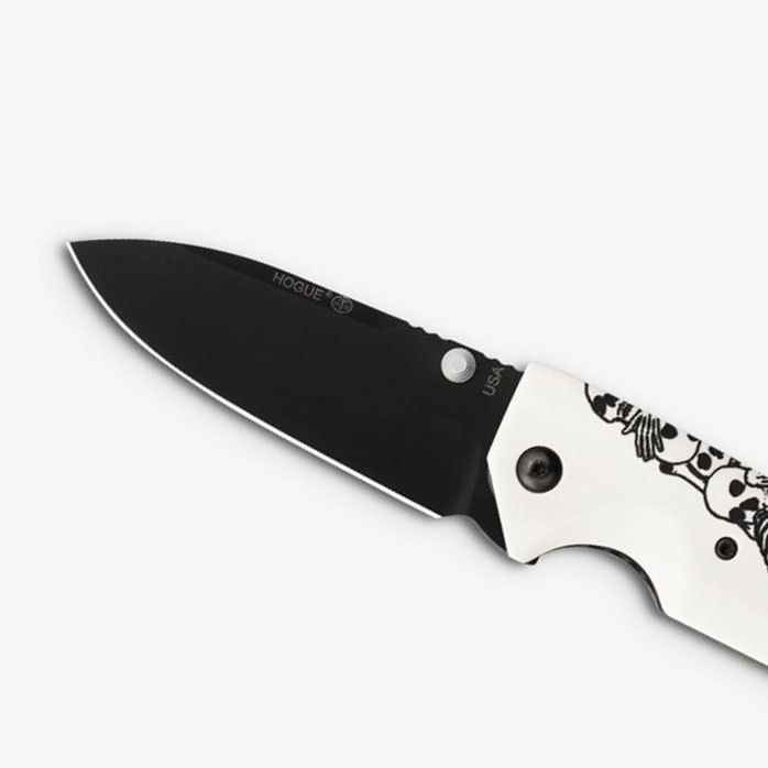 Нож складной туристический Hogue EX-02 Spear Point Skulls & Bones, сталь 154CM, рукоять ABS-пластик